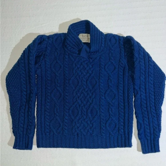 Aran Sweater Market Womens Merino Wool Cable Knit Sweater XS Made In Ireland - Picture 2 of 9